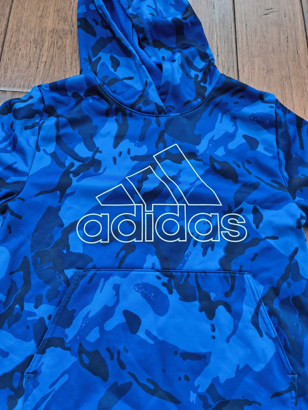 adidas Blue Camo Pullover Hoodie for Kids